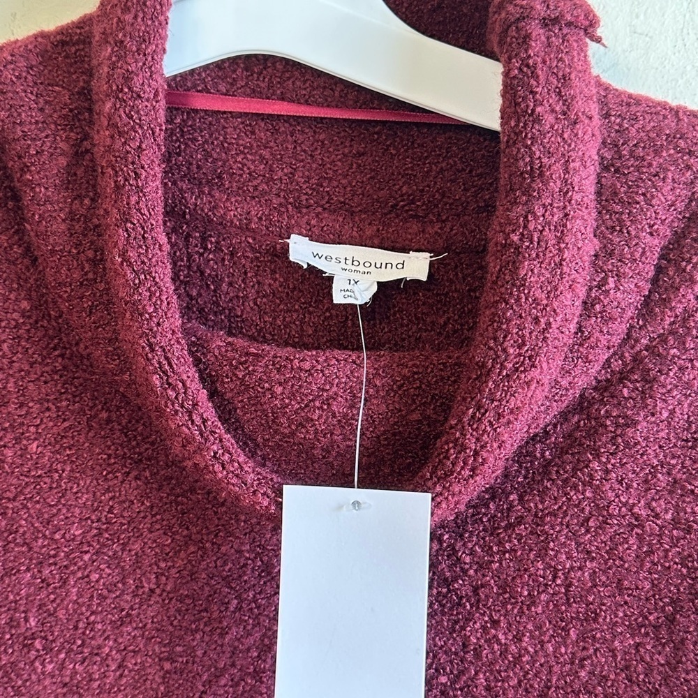 NWT Westbound Deep Red Wine Wool Blend Pullover Cowl Neck Cozy Sweater Sz 1X - Picture 6 of 11